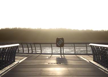 Sunset Pier with Lifebuoy