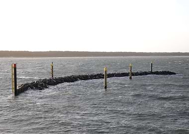 Breakwater in Rough Sea