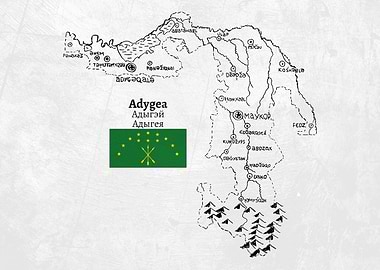 Handdrawn Map of Adygea