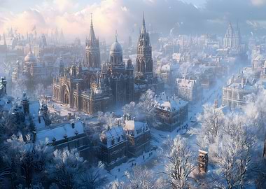 Snowy Fantasy Cityscape