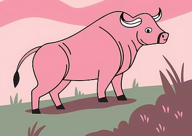 Pink Bull Illustration