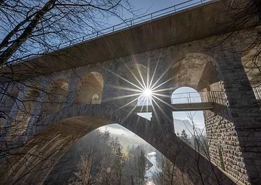 Stone Bridge with Sunburst