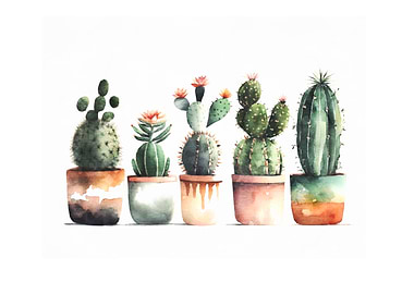 Watercolor Cactus Collection