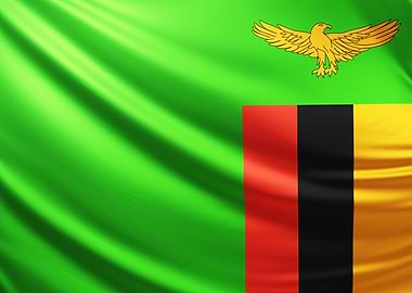 Zambian Flag, Realistic flag of Zambia
