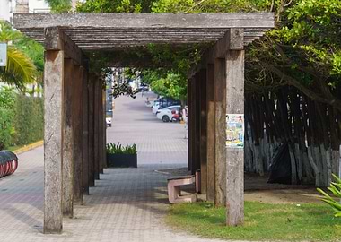 Wooden Pergola with Street View