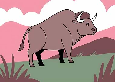 Cartoon Bison Illustration