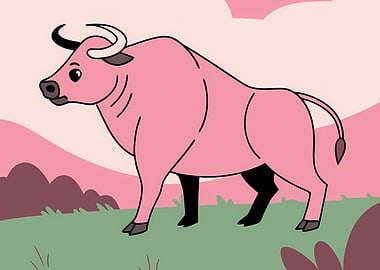Pink Bull Illustration