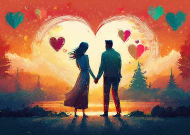 Couple in Love Sunset