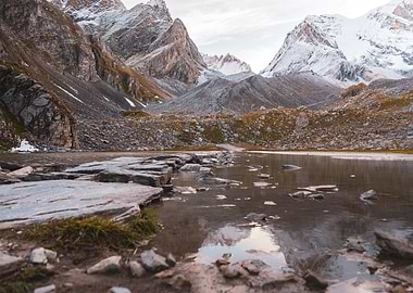 Mountain Lake and Stone Path