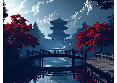 Japanese Garden with Pagoda