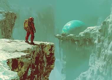 Astronaut on Titania moon of Uranus