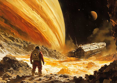 Astronaut on Io moon of Jupiter