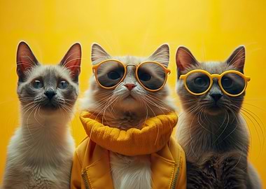 Three Cats in Sunglasses