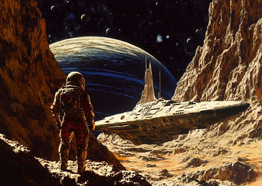 Astronaut on Ganymede moon of Jupiter