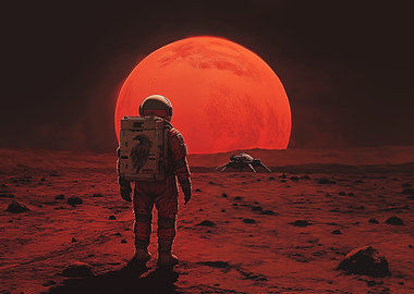 Astronaut on Deimos moon of Mars