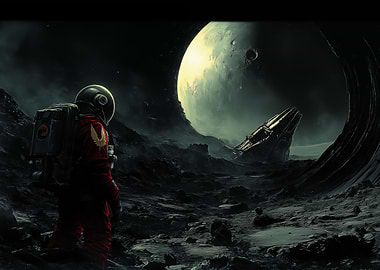 Astronaut on Oberon moon of Uranus