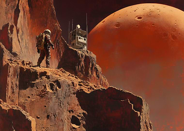 Astronaut on Phobos moon of Mars