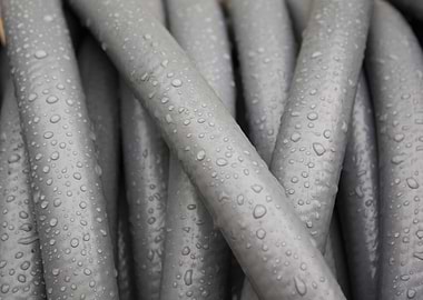 Gray Water Hose In The Rain