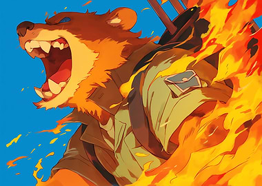 Fiery Bear Animal art