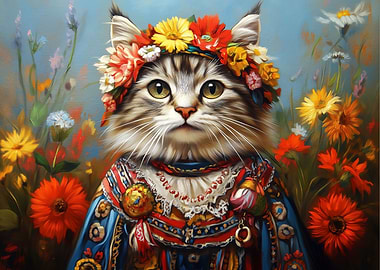 Cat in Ukrainian Folk Costume