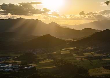 Golden Sunset Over Mountains