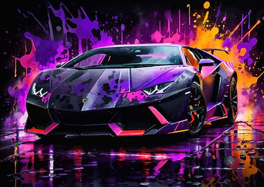 Purple Lamborghini Sesto Elemento Art