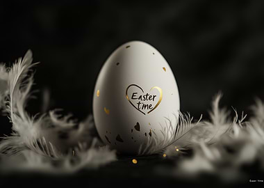 Easter Egg with Golden Heart