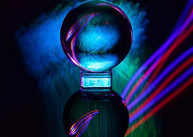 Crystal Ball with Neon Lights