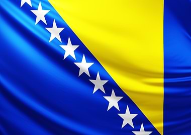 Bosnian Flag, realistic flag of Bosnia and Herzegovina