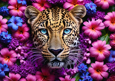 Leopard in Flowers