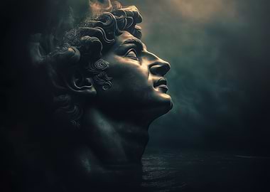 Ancient Statue in Fog