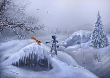 Robot and Squirrel in Winter