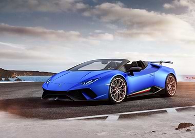 Blue Lamborghini Huracan Spyder
