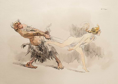 Mythological Creature Grabbing Woman