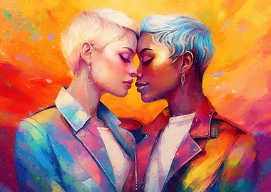 Female Couple Portrait in Vibrant Colors
