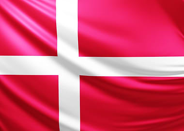 Danish Flag, realistic flag of Denmark