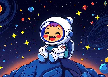 Smiling Astronaut in Space