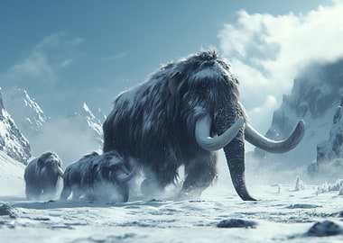 Woolly Mammoth Family Herd Prehistoric