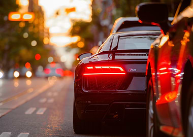 Black Sports Car Tail Lights