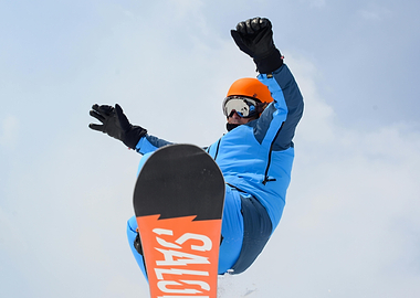 Snowboarder in mid-air