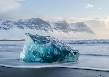Iceberg on Black Sand Beach