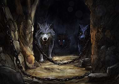 Three Wolves in a Cave