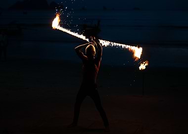 Fire Dancer on Beach