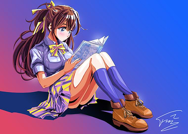 Anime Girl Reading