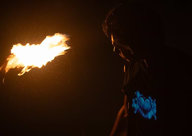 Fire Performer Silhouette
