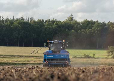 Blue Tractor in Field