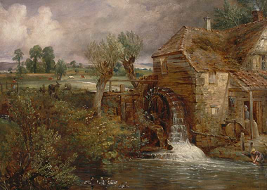 Watermill Landscape Painting
