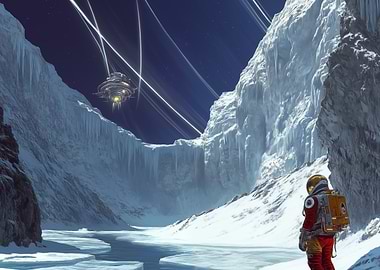 Astronaut on Tethys moon of Saturn