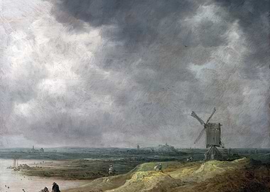 Windmill Landscape Painting