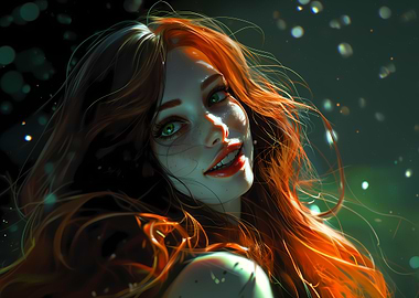 Smiling Redhead with Green Eyes